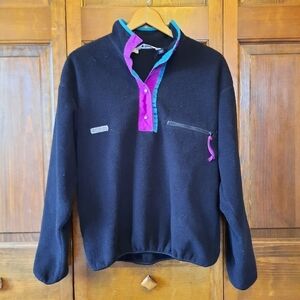 Vintage 90s Columbia black t-snap pullover fleece shirt jacket